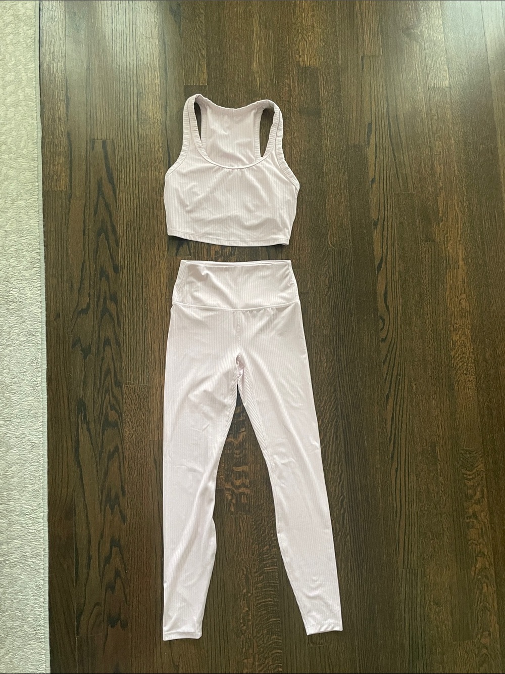 Light Pink Ribbed Sports Bra & Legging Set